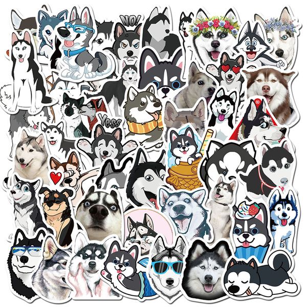 50pcs fofos adesivos de animais husky siberianos para crianças adtencedores à prova d'água de adolescentes para laptop garrafas de água de skate do computador TZ-AZ138