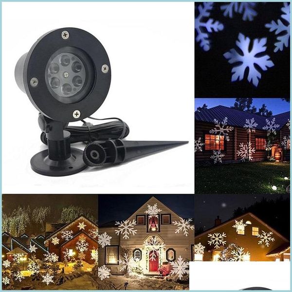 Gartendekorationen Kunststoff Outdoor Schneeflocke Lampe LED-Beleuchtung Wasserdichte Rasen Weihnachtskarte Projektion Urlaub Party Feier S Dhwd4