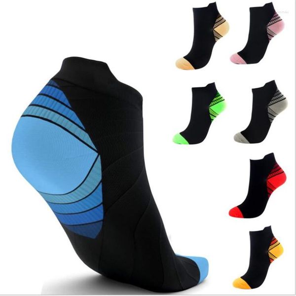 Meias masculinas homens Mulher Solid Sport Multi Heel Unisex Foot Compressão Meia Anti-fadiga Ciclismo de fitness Running Tornozelo 5 pares/ lote