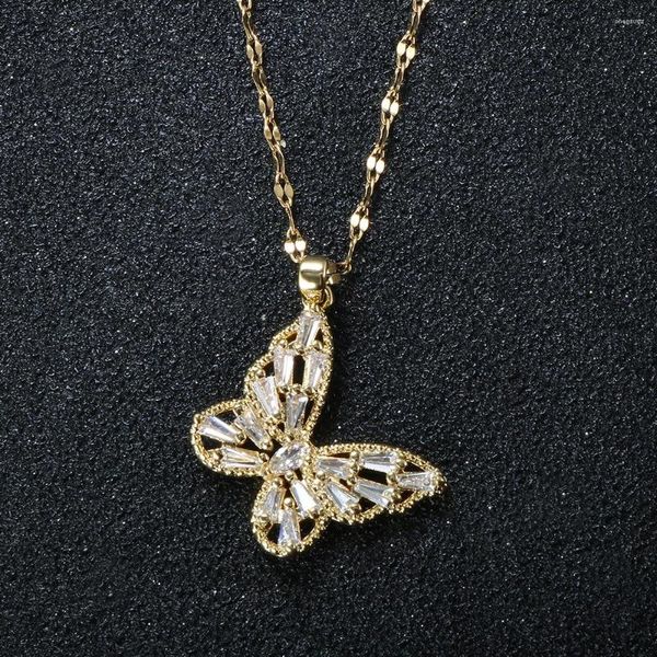 Чокер причудливый хрустальная бабочка ожерелье для женских чокеров Слайца Связанный Свадьба из нержавеющей стали. Кубический циркон