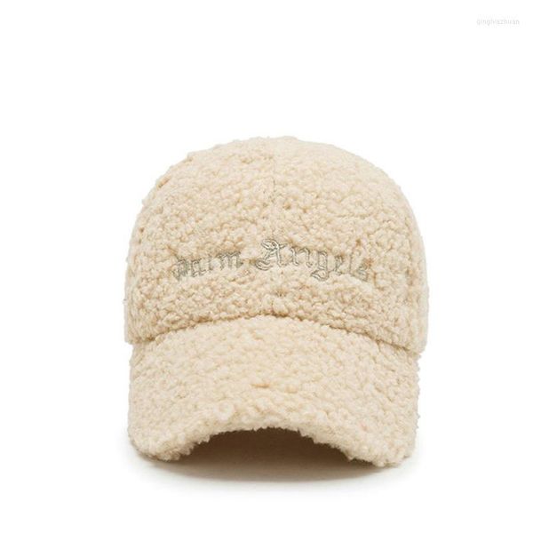 Berretti da baseball Uomo Donna Teddy Velluto Ricamo Lettera Parasole Berretto da baseball a tesa curva Sport invernali Protezione solare Peluche Caldo Cappello regolabile A14