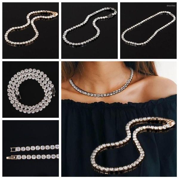 Girocollo da donna Ciondolo da sposa Bling di lusso abbagliante CZ Diamanti Elegante collana di zirconi Catena cubana di cristallo