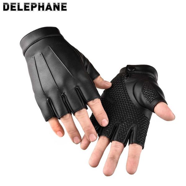 Luvas de ciclismo verão fino de couro pu para homens para mulheres não deslizam moda sem dedilhado Hand Motorcycle Work Driving Airsoft T221019