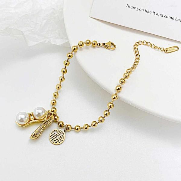 Bracelets de charme Destino Mulheres modernas Mulheres simuladas Pearl Bangles Wristlet Gold Color Jewelry Girl Bangle Wholesale