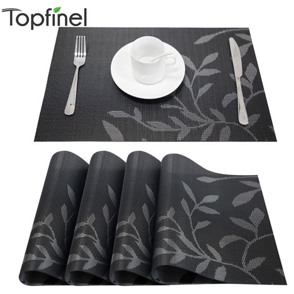 Conjunto de 4 Placemats de padrão de flores de PVC para linhas de cama com mesa de jantar Place em acessórios de cozinha Copo Vinho Decorativo 220627