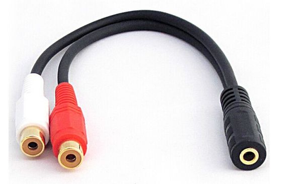3,5mm Audio Jack dişi - 2 RCA dişi aux adaptör dönüştürücü kısa ayırıcı kablo hattı