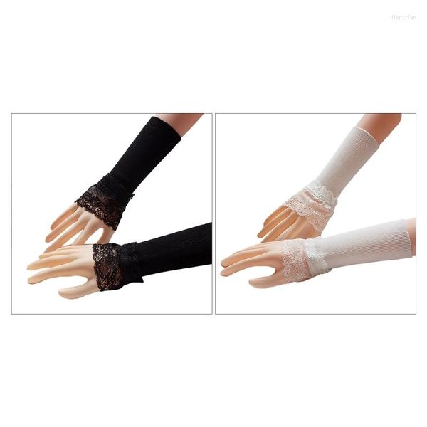 Knieschützer für Damen, abnehmbare Armärmel, kurze Manschette, gestrickt, falsche Netzspitze, Hornmanschetten, Winterhemd, dekorative Handschuhe