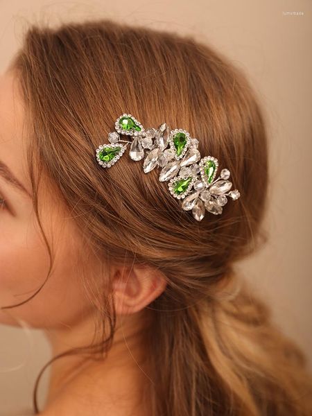 Cabeças de cabeceira boêmia prata verde cabelos pente pente de casamento dourado jóias femininas femininas para clipes chapéus