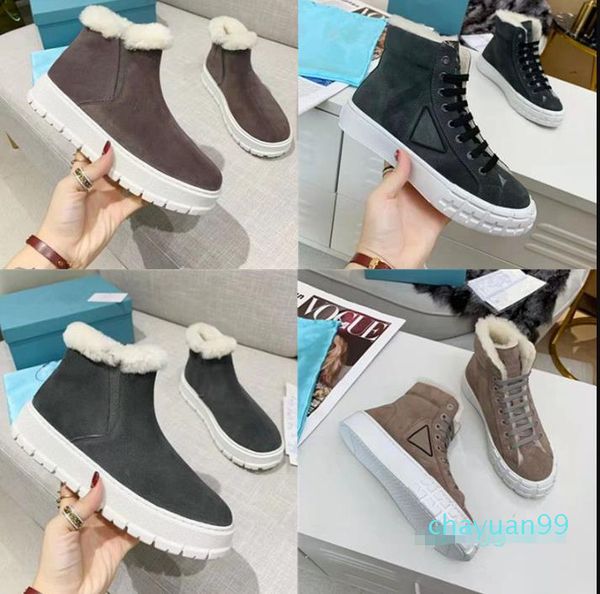 stivali moda morbida pelle fondo piatto neve Fondo spesso stivali scarpe casual scarpe invernali in pelle stivali di lana stivali nudi donna taglie 35-41