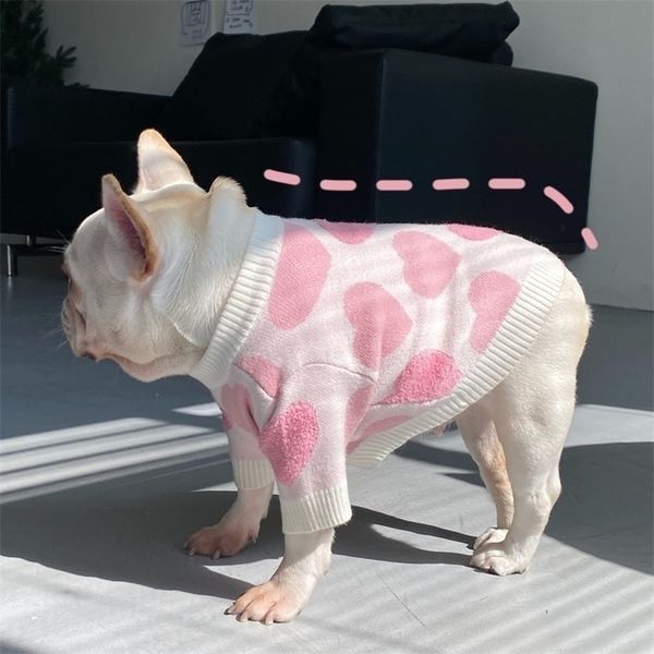 Süße rosa Liebe Design Haustier Kleidung Herbst und Winter Katze und Hund Pullover Stretch Plus Samt Teddybär Hund Kleidung Haustier Zubehör CX26