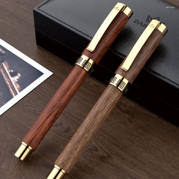 Wood Roller Ball Pen Walnut e Rosewood Business Office Presentes de Escritório Médio Ponto Black Reabil