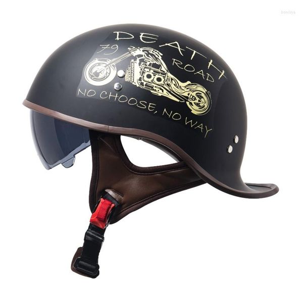 Casques de moto Casquette de baseball vintage Demi-casque Chapeau Rétro Open Face Hommes Femmes