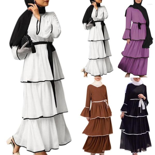 Roupas étnicas moda muçulmana tamanho grande vestido de bolo malaio feminino preto abaya peru mulheres dubai