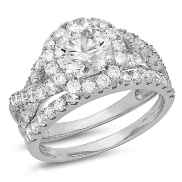 Alyans 1.25 CT Square Moissanit-Double Halo-Bantlı Bant Vintage İlham Verilmiş Pave -Wedding Ring 18K Beyaz Altın Seti Gümüş üzerinde