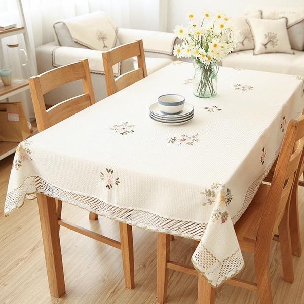 Tabela de toalha de mesa Padrão Toleta de mesa de linho de algodão com capa de casamento de armário de TV à prova de poeira de renda oca capa de decorar