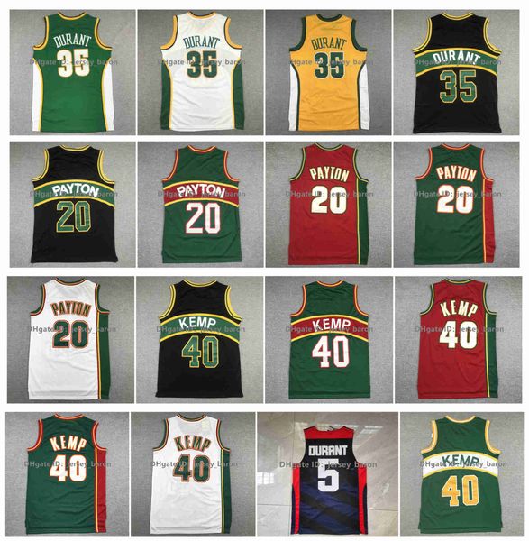 College Baseball Wears Retro Sonic Kevin Durant Maglia da basket Gary Payton Shawn Kemp Team USA Verde Rosso Bianco Nero Taglia S-XXL