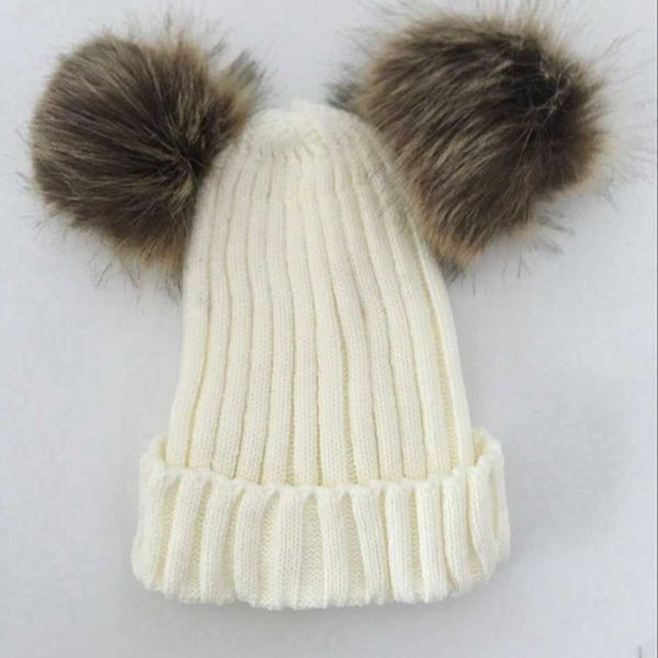 Cappello lavorato a maglia con gomitolo di lana Autunno Inverno Cappello di lana doppio gomitolo genitore-figlio Cappello pullover femminile