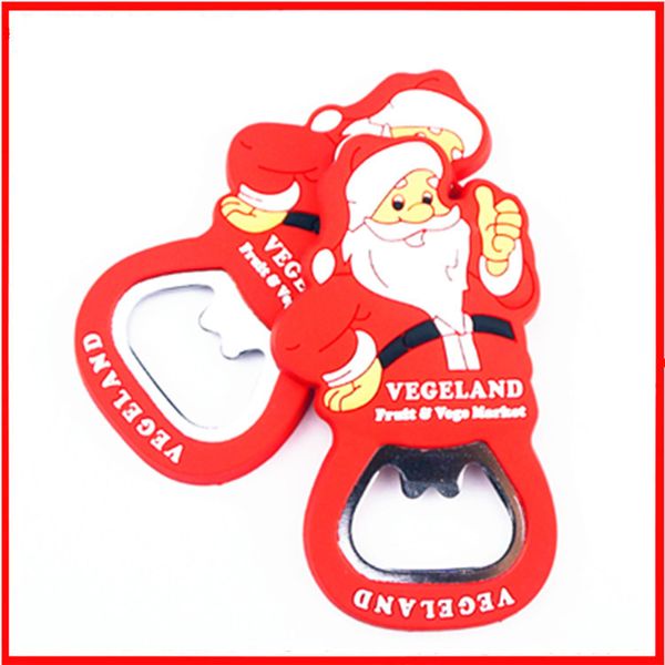 Cartoon Frohe Weihnachten Bier Flaschenöffner PVC Beliebte Weihnachtsmann geformte Öffner passen Partybevorzugung rote Farbe RRA89
