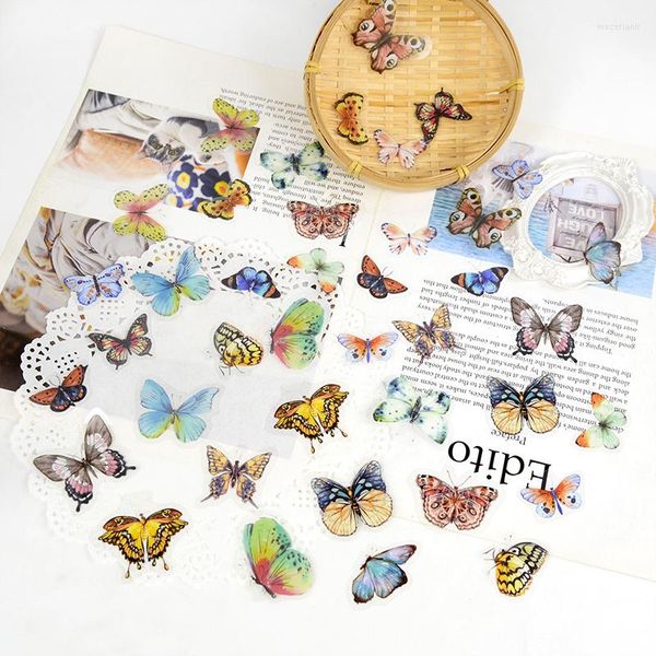 Confezione regalo 40 pezzi adesivi farfalla colorati francobolli vintage album per ritagli artigianato notebook decorazioni per bambini cancelleria etichetta stick