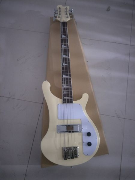 8 Cordas 4003 Branco Creme Baixo Elétrico Guitarra S8 Maple glo 1992 Triângulo MOP Escala Incrustada Corda Através do Corpo da Ponte