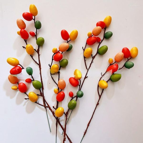 Confezione regalo Uovo di Pasqua Rami di albero Schiuma Mazzi di fiori artificiali Spiedini dipinti Decorazione Decorazioni per la casa per matrimoni