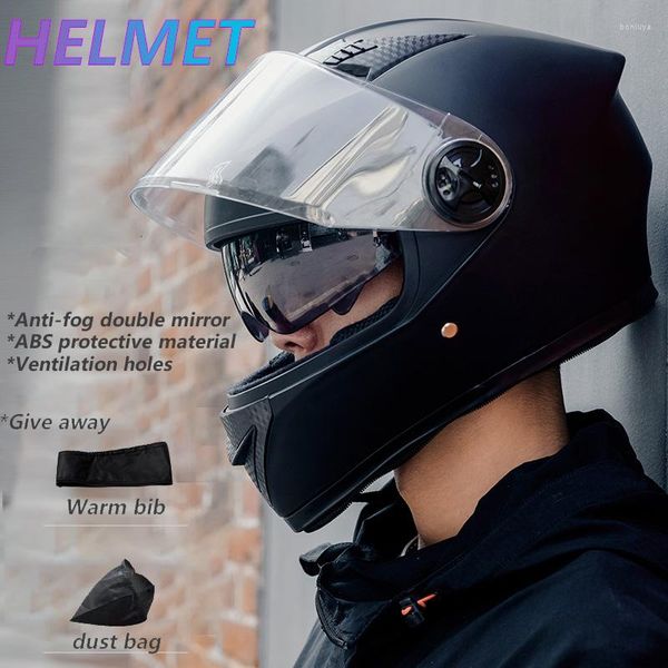 Caschi Moto Casco Elettrico Uomo Antiappannamento Caldo Inverno Testa Grigio Batteria Auto Integrale Donna