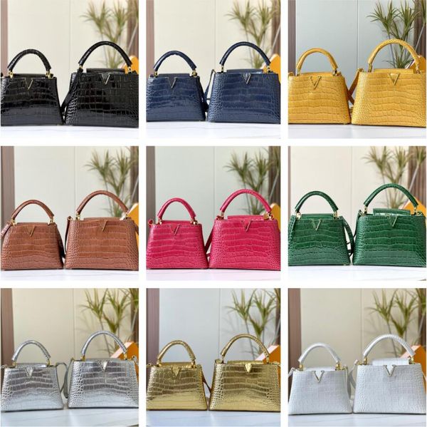 Designer Tote Alligator Borse da donna 10 colori Borse a tracolla Donna Totes Borse Borsa con patta Vera pelle Cinturino rimovibile Lettera Custodia hardware dorata