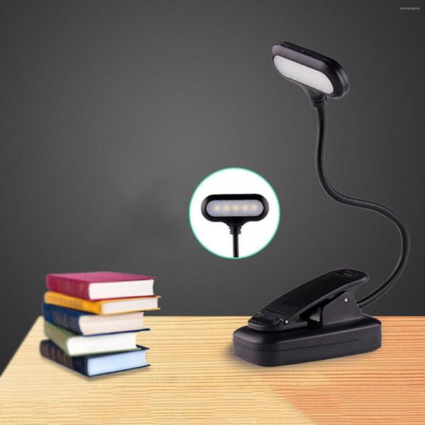 Lampade da tavolo Lampada da lettura a morsetto D C4.5V 5 LED Scrivania Design tubo flessibile flessibile 3 celle alimentate per uso quotidiano domestico Studenti d'ufficio