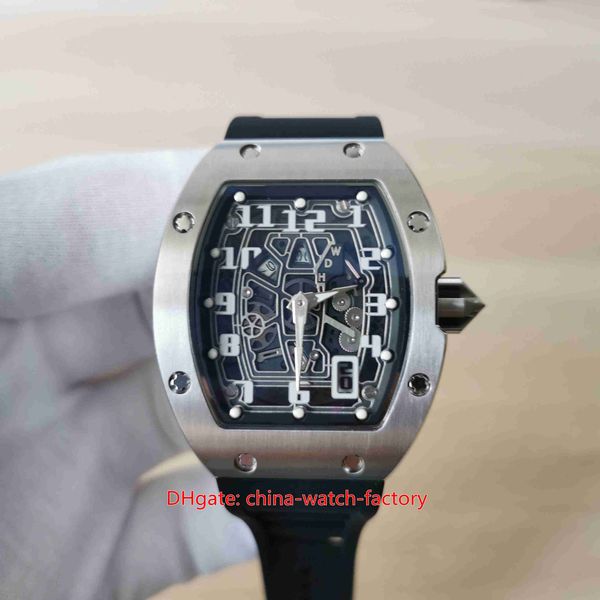 Sıcak Ürünler Erkekler İzle 37mm x 48mm RM67-01TI Ekstra düz iskelet Paslanmaz çelik safir cam saatler şeffaf mekanik otomatik erkek kol saatleri