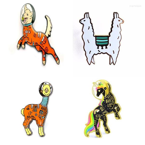 Broschen Benutzerdefinierte harte Emaille versilbert Schafe Pins Wald Cartoon Hirsch Brosche Tier Hund Revers Astronaut Embleme