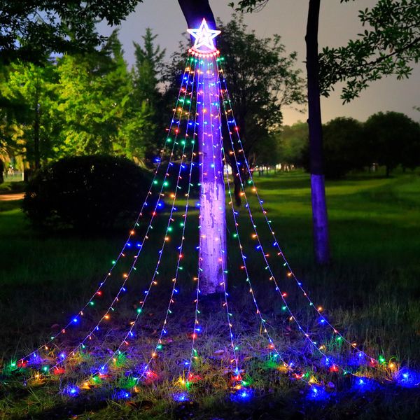 Luci solari da giardino Tende a cascata Luci a corda Stella Scintillio Fata Luce per tende per decorazioni di nozze per feste di Natale in cortile