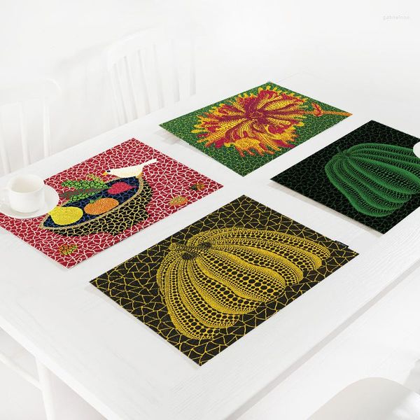 Toalha de mesa estilo japonês abóbora placemat abstrato ponto toalha de mesa artística resistente ao calor septa tecido cerimônia de chá decorativo