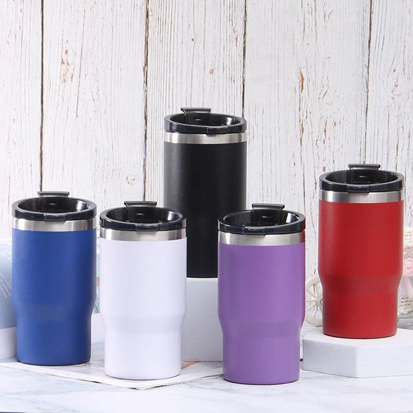 14 oz Paslanmaz Çelik Tumblers Cup Soğutucu Kupa Vakum Yalıtımlı Seyahat Kupa Metal Su Şişesi Bira Kahve Kupaları 2 Kapak RRC30