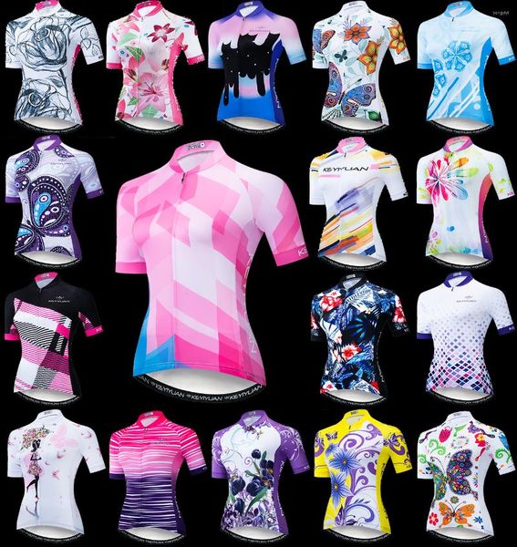 Giubbotti da corsa KEYIYUAN Maglia da ciclismo da donna Camicia da bicicletta da strada MTB Manica corta Abbigliamento da ciclismo Donna Bike Top Equipacion Ciclismo