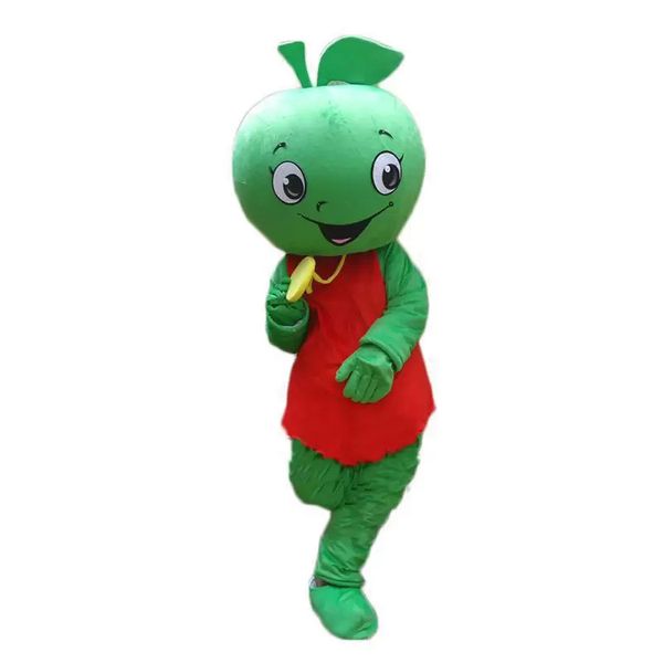 Venda de f￡brica Novo mascote de frutas Little verde mascote de ma￧￣ Fantas de halloween festas de anivers￡rio anime tamanho adulto