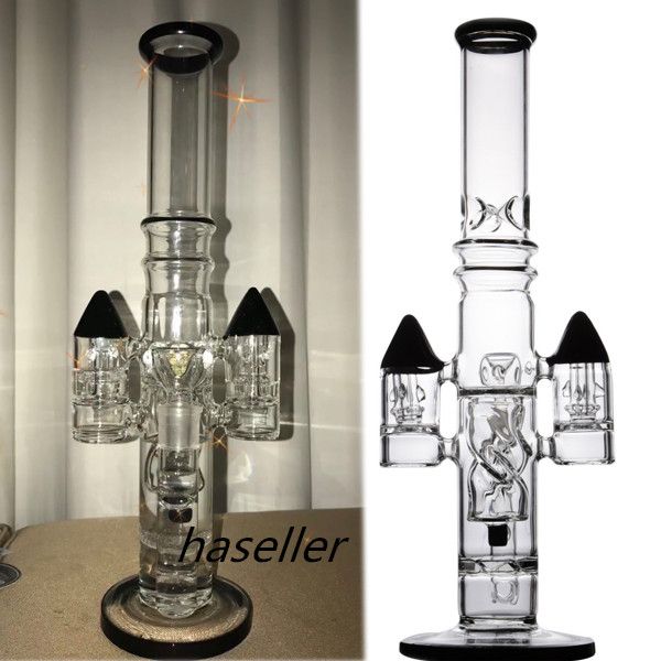 16,5 polegadas de gravidade de vidro Bongos de ￡gua de ￡gua percolator tubos de ￡gua fumando plataformas de reciclador de bubbler com tabaco de tigela de 18 mm