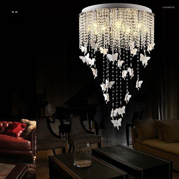 Lampadari Rotondo Lampadario ad angolo in cristallo Lampada moderna Moda nordica Lustro romantico Lampada da soffitto Foyer Camera da letto per ragazza Soggiorno