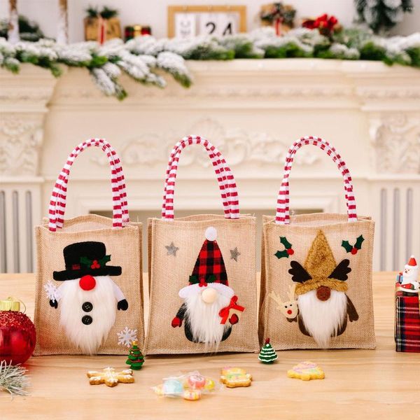 Decorações de Natal 2022 Bolsas de presente estilo Cartoon Candy Cookie Storage Treat Xmas for Kids Girls 18 A6K4