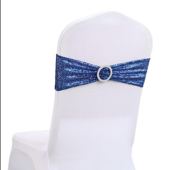 Cover de cadeira de casamento de Bowknot Sashes Elastic Spandex Bow Chair Band With Buckle for Weddings Banquet Party Decoration Acessórios Rre15296