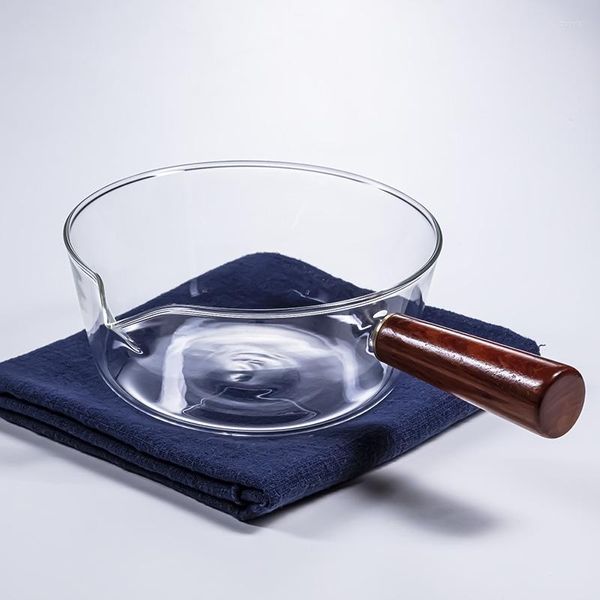 Geschirr-Sets, hitzebeständiges Glas, transparente Seite, Holzgriff, Ramen-Instant-Nudelschüssel, japanischer Haushalt, beheizbar, Obst-Dessert-Salat