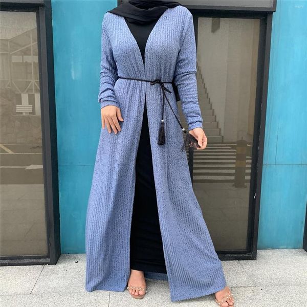 Etnik Giyim Donsignnet Müslüman Elbise Moda Orta Doğu Eid Duabi Abaya Türkiye Robe Kadınlar Uzun Kollu Örme Kazak Ceket