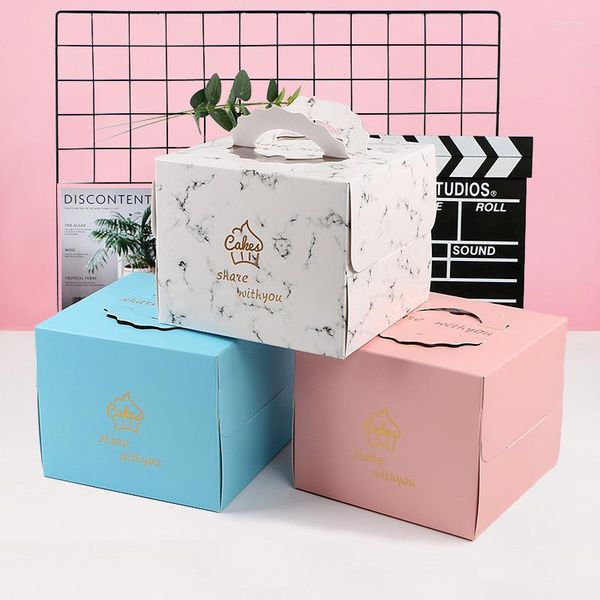 Festliche Lieferungen 5 Stück Golden im europäischen Stil tragbare Kuchenbox Geburtstagsverpackung quadratisch Großhandel Backverpackung
