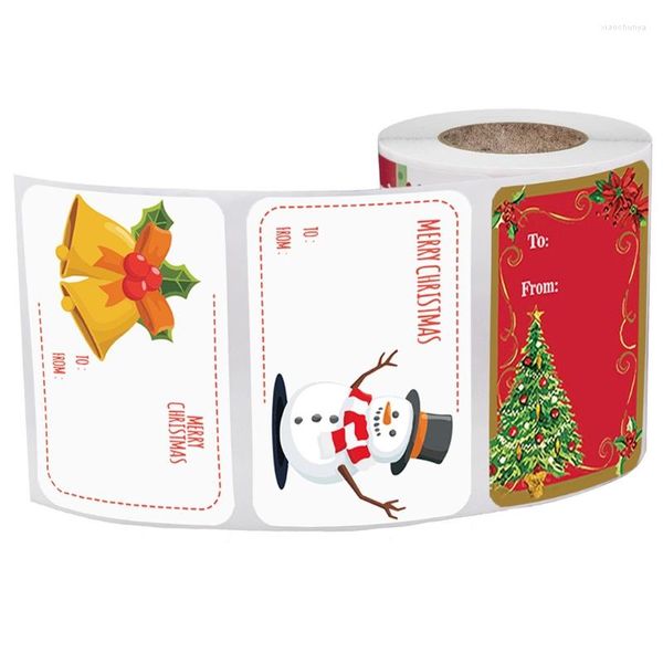 Geschenkpapier, 250 Stück, Weihnachtsaufkleber, 6 Designs, selbstklebende Weihnachts-Namensschilder, frohe Feiertage, Geschenk-Siegeletiketten, Umschlag-Paket-Aufkleber