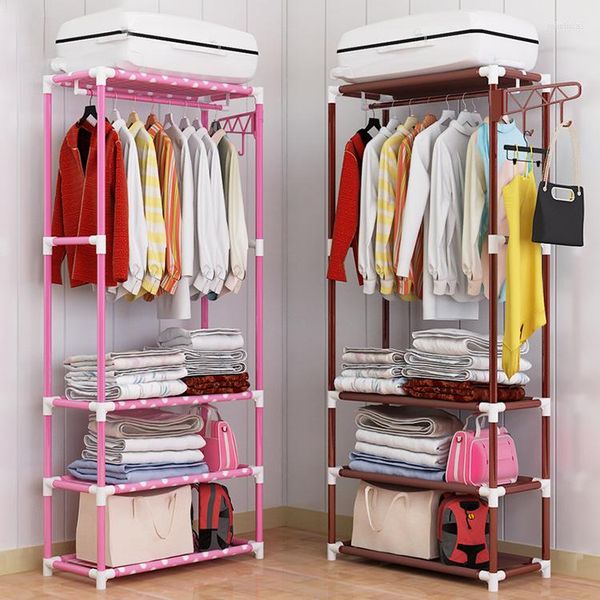 Kleidung Lagerung Einfache Garderobe Boden Kleiderbügel Schlafzimmer Regal Zimmer Kleidung Schrank Moderne Doppel Pole Typ Wohnmöbel