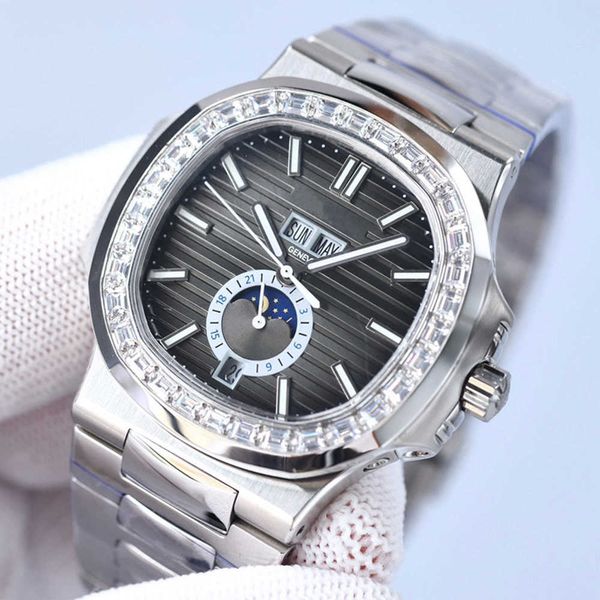 Наручные часы Классические мужские часы с бриллиантами Механические автоматические часы с сапфировым стеклом Водонепроницаемый 40 мм Busins Наручные часы Montre de Luxe6KOK