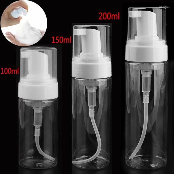 Garrafas de armazenamento 50ml / 80ml 100ml 150ml 200ml Sabão de espuma de plástico transparente Dispensador de sabão pequeno Mini Travel Pack Pacote vazio Bubbler