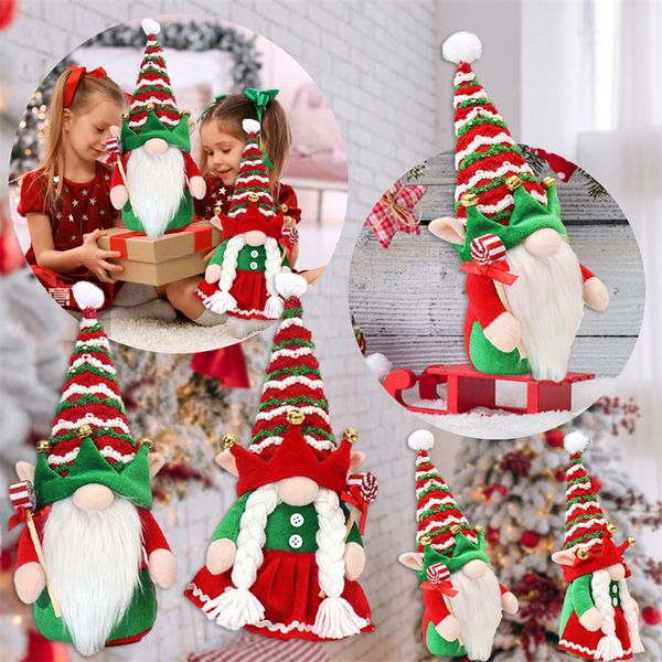 Neue Paar Fairy Dolls Stoff-Plush-Gnomes gesichtsloser Elf Zwerg Santa Claus Doll Weihnachtsspielzeug Dekorationen