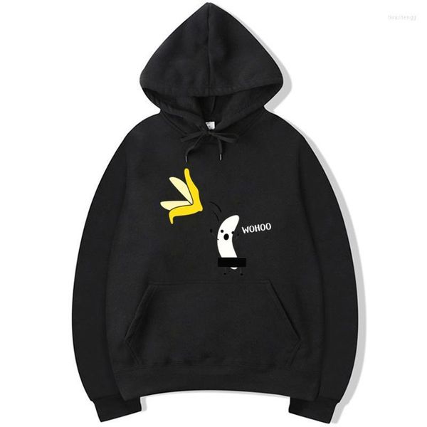 Felpe con cappuccio da uomo Felpe con cappuccio da uomo XIN YI Felpa con cappuccio di marca di moda Fun Banana sbucciata Stampa Casual Hip Hop Abbigliamento con cappuccio Felpa da uomo Top