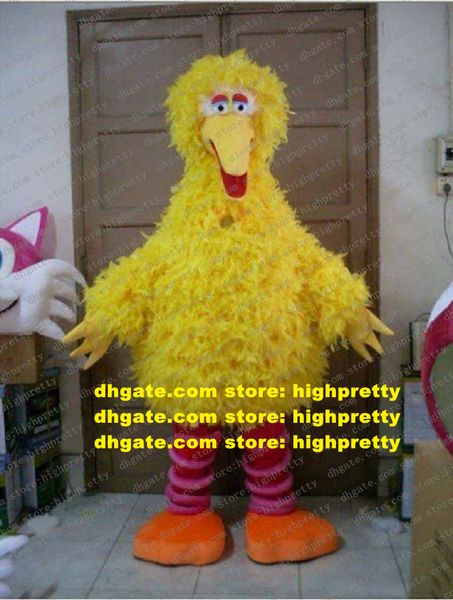 Simpatico costume da mascotte giallo grande uccello Mascotte Sesame Street Pelliccia lunga peluche con grande corpo paffuto Taglia adulto No.534