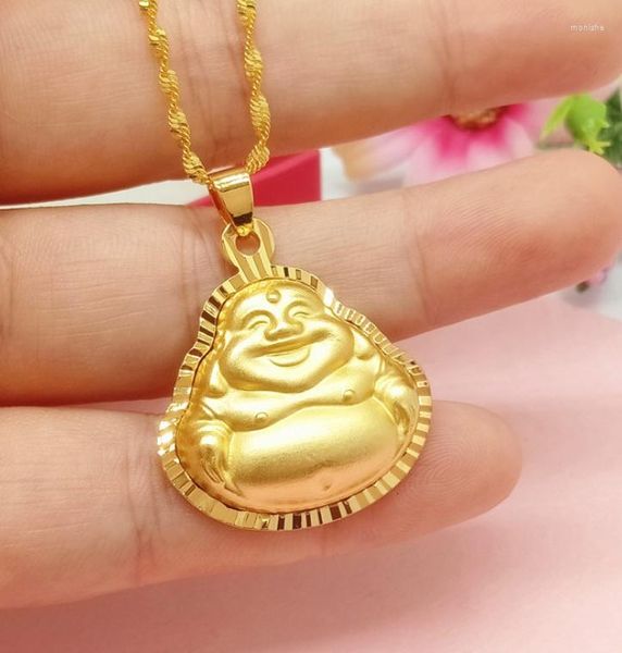 Colares pendentes Anglang Charming Valentine Gifts Buda Jewelry Gold Color Colar para mulheres Mãe namorada esposa esposa